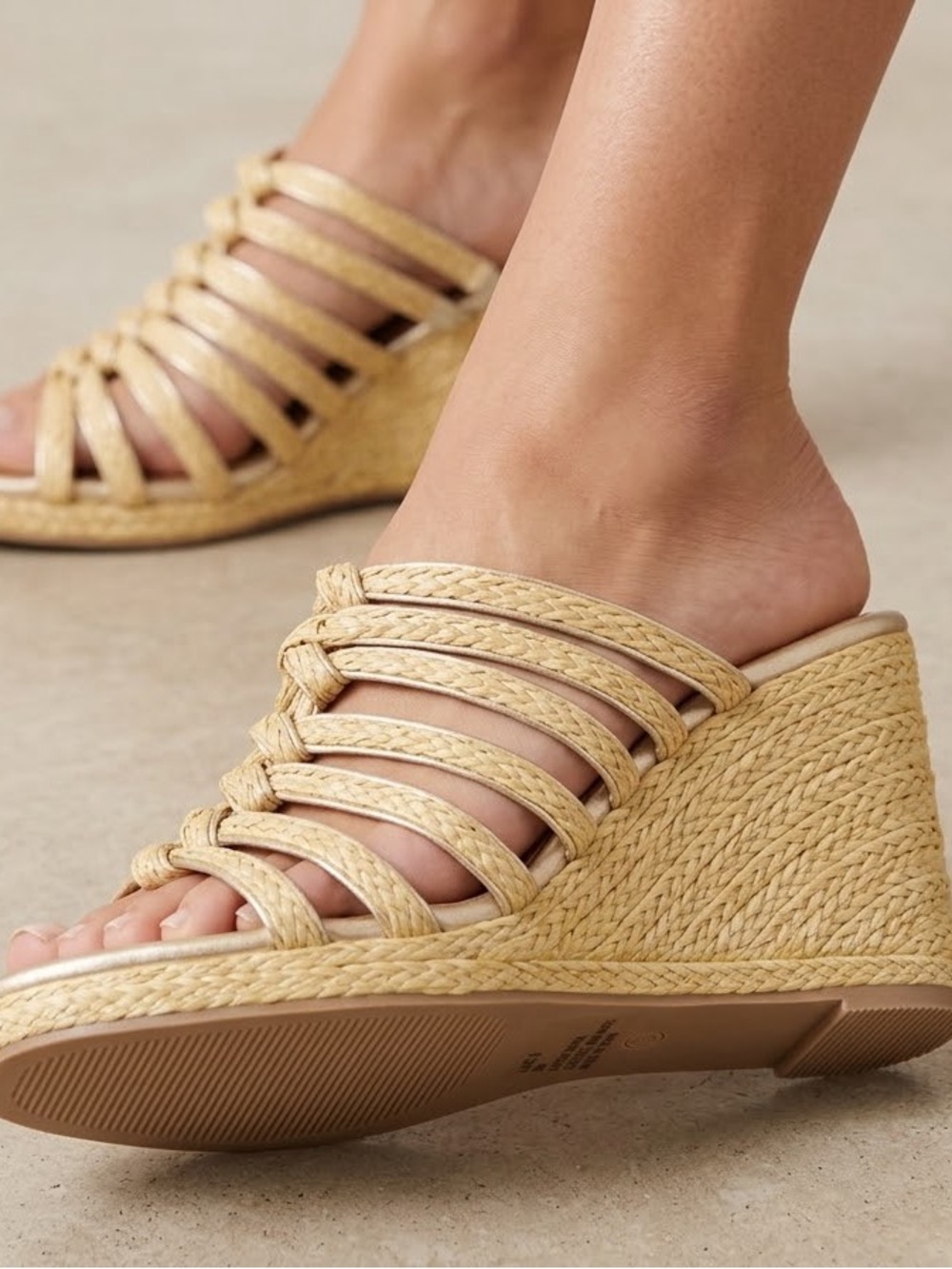 NWOB Beach by Matisse Laney Braided Espadrille Wedge Slide - Tan size 8